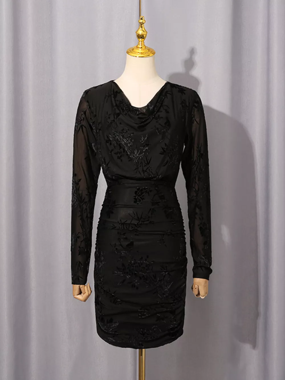 Ruched Long Sleeve Mini Dress, image 8