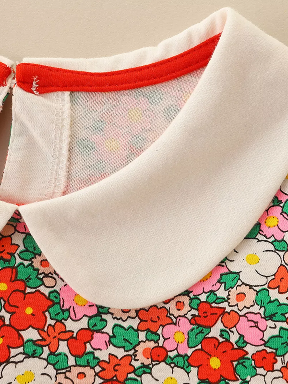Children's Floral Print Long Sleeve Peter Pan Collar Dress, image 4