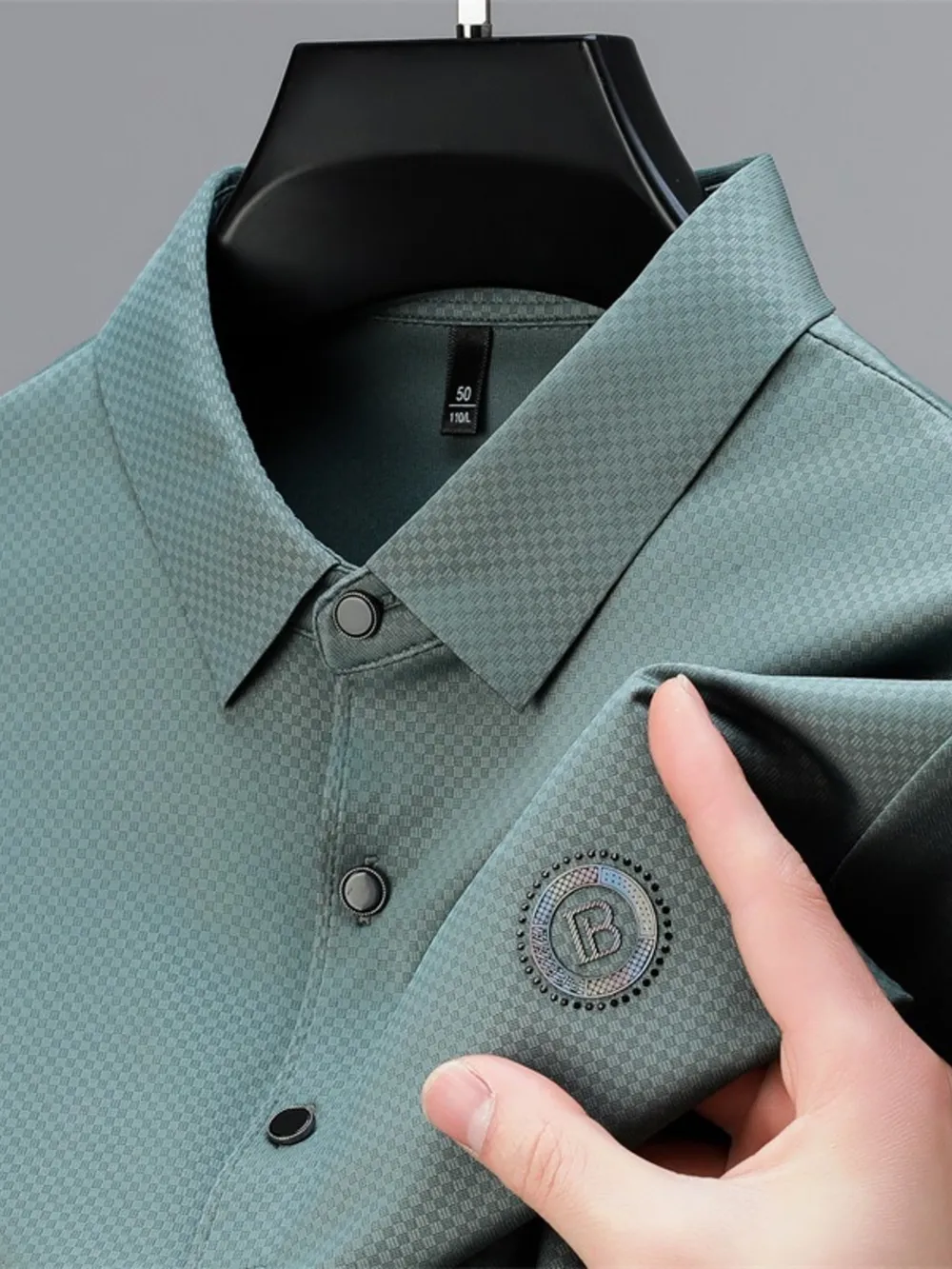 Men's Plus Size Textured Short Sleeve Golf Polo, image 3