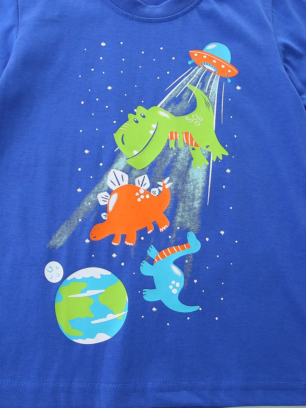 Children's Dinosaur & UFO Graphic Crew Neck Short Sleeve T-Shirt, image 4