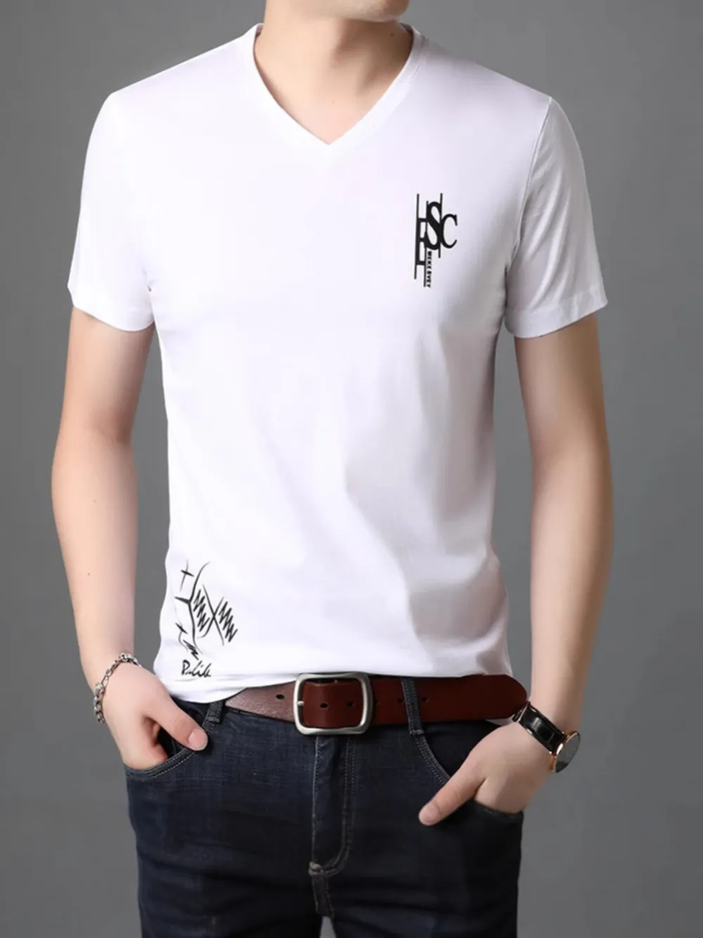 Men's Full Size V-Neck Short Sleeve T-Shirt Plus Size, image 9