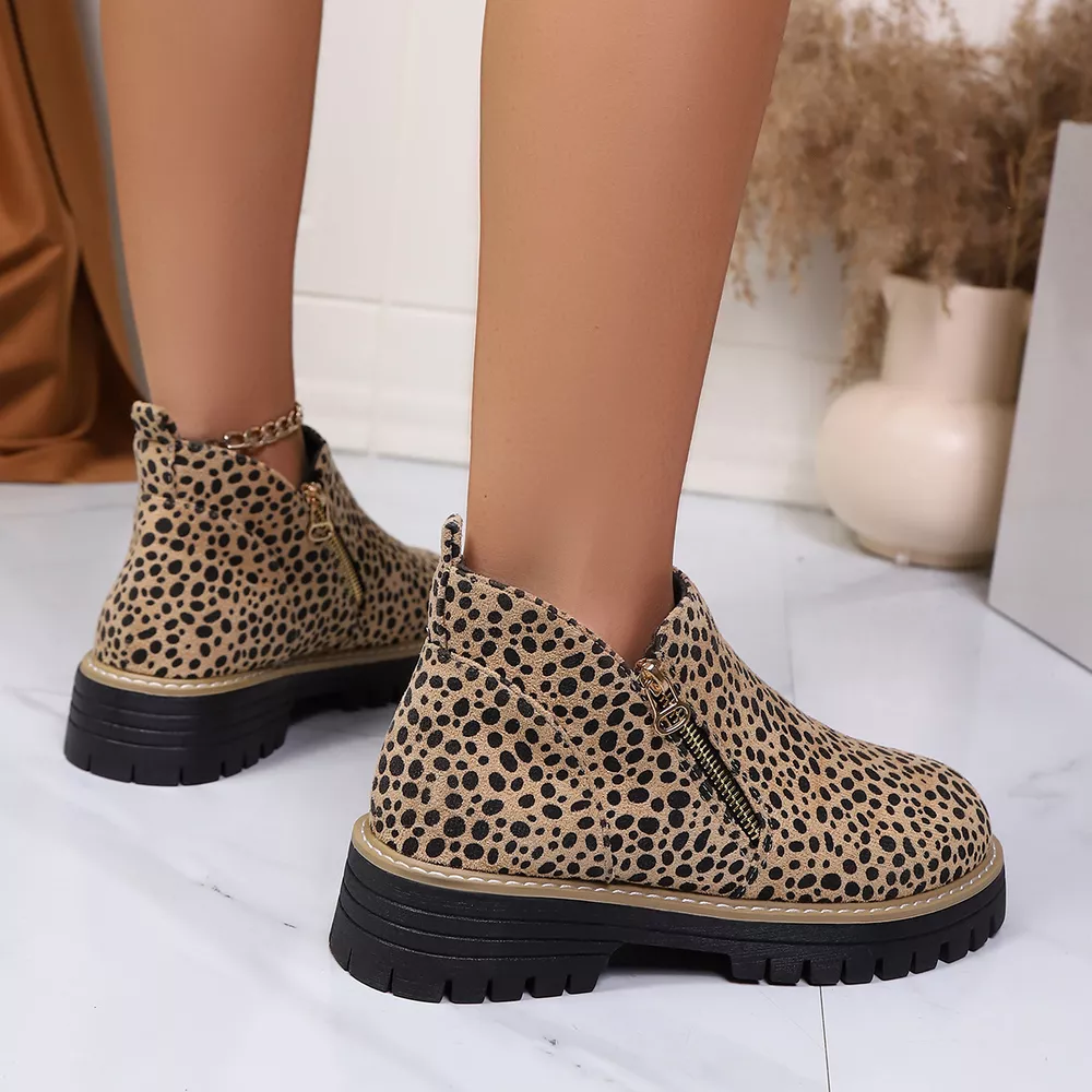 Leopard Print Ankle Boots with Zipper, image 5