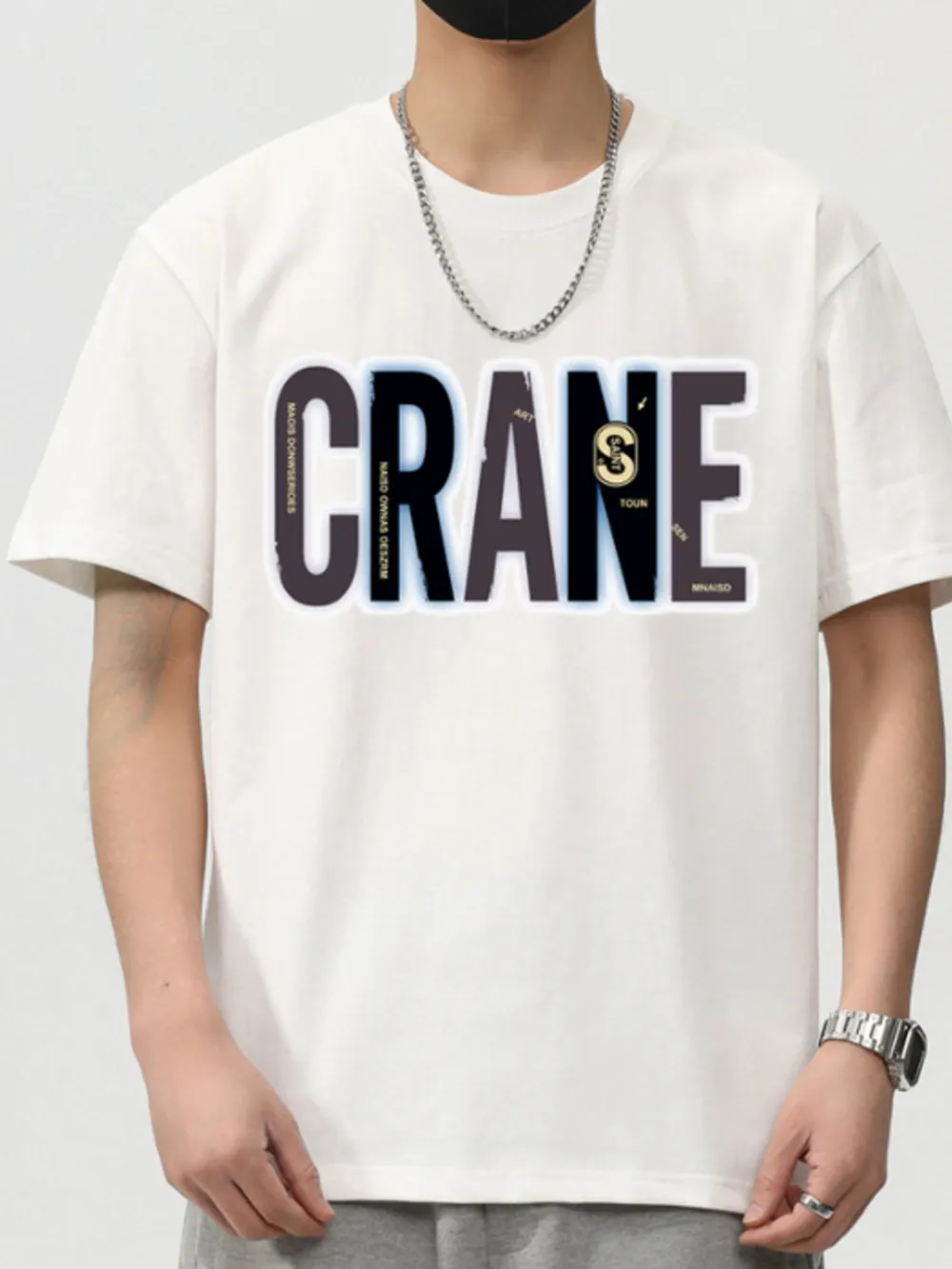 Men's Plus Size Letter Round Neck Short Sleeve T-Shirt, image 5