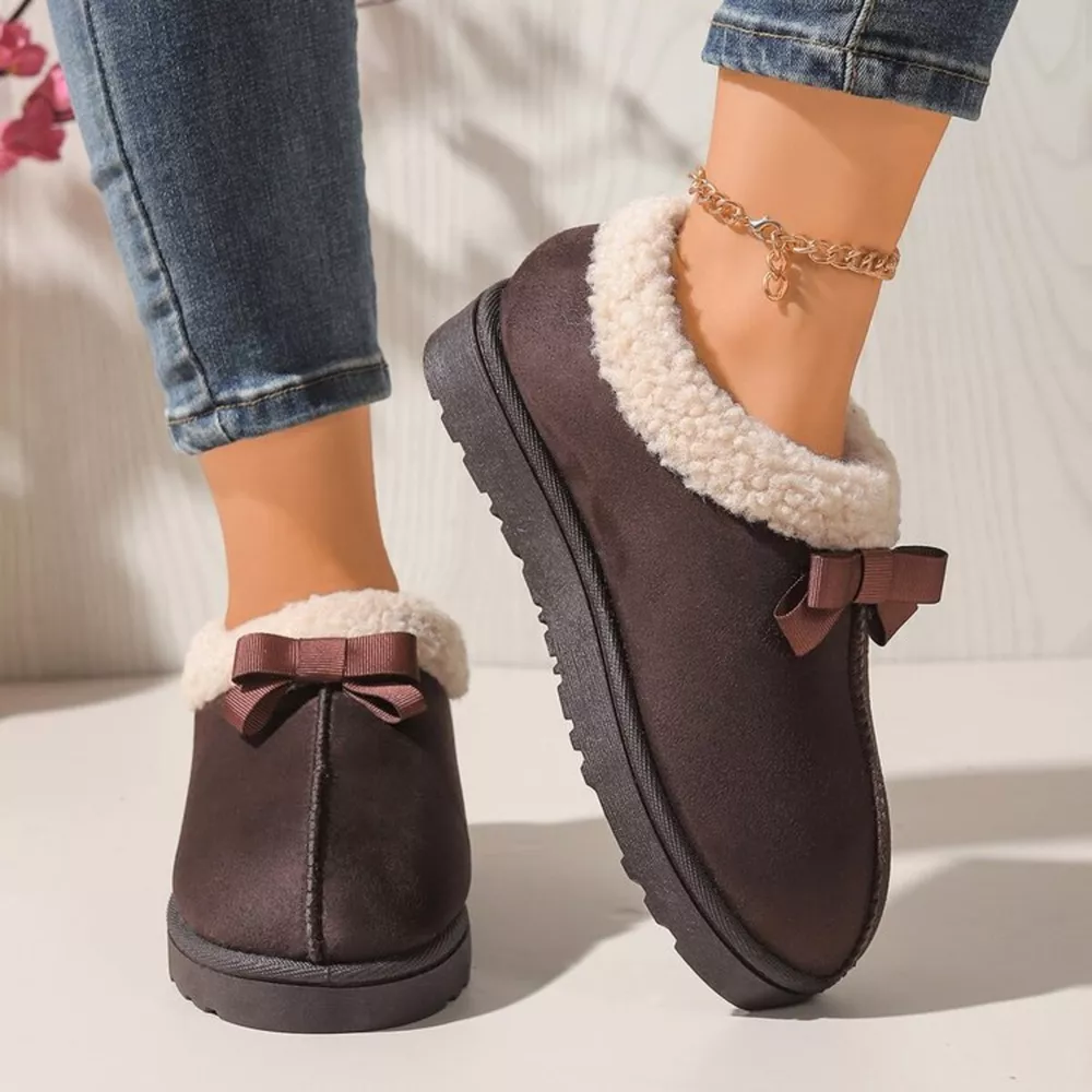 Cozy Bowknot Plush Lined Slip-Ons, image 23