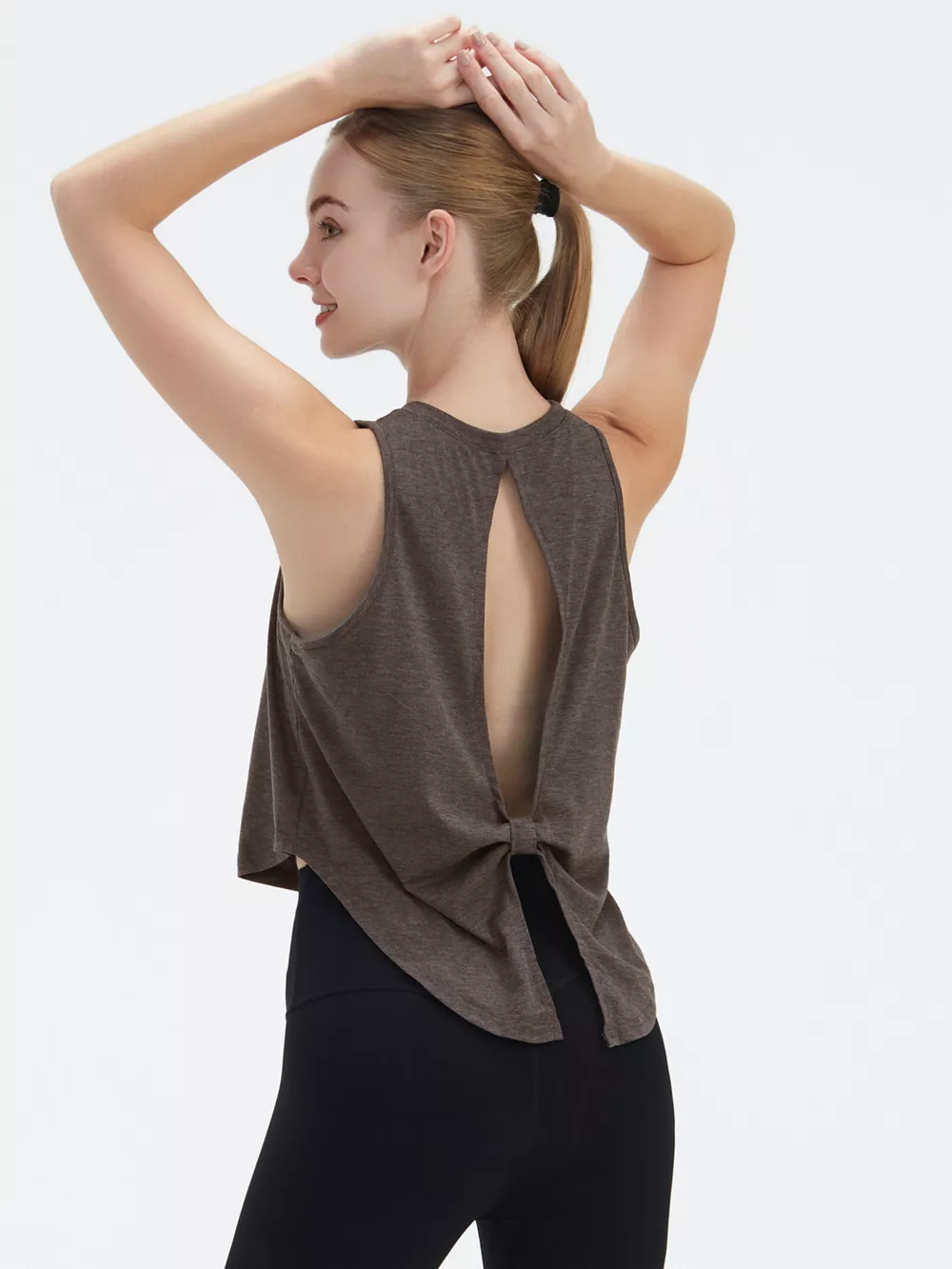 Cutout Back Round Neck Active Tank, image 9