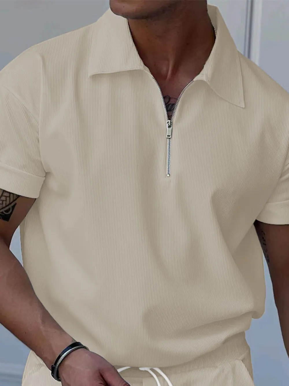 Men's Full Size Quarter Zip Short Sleeve Polo Plus Size, image 7