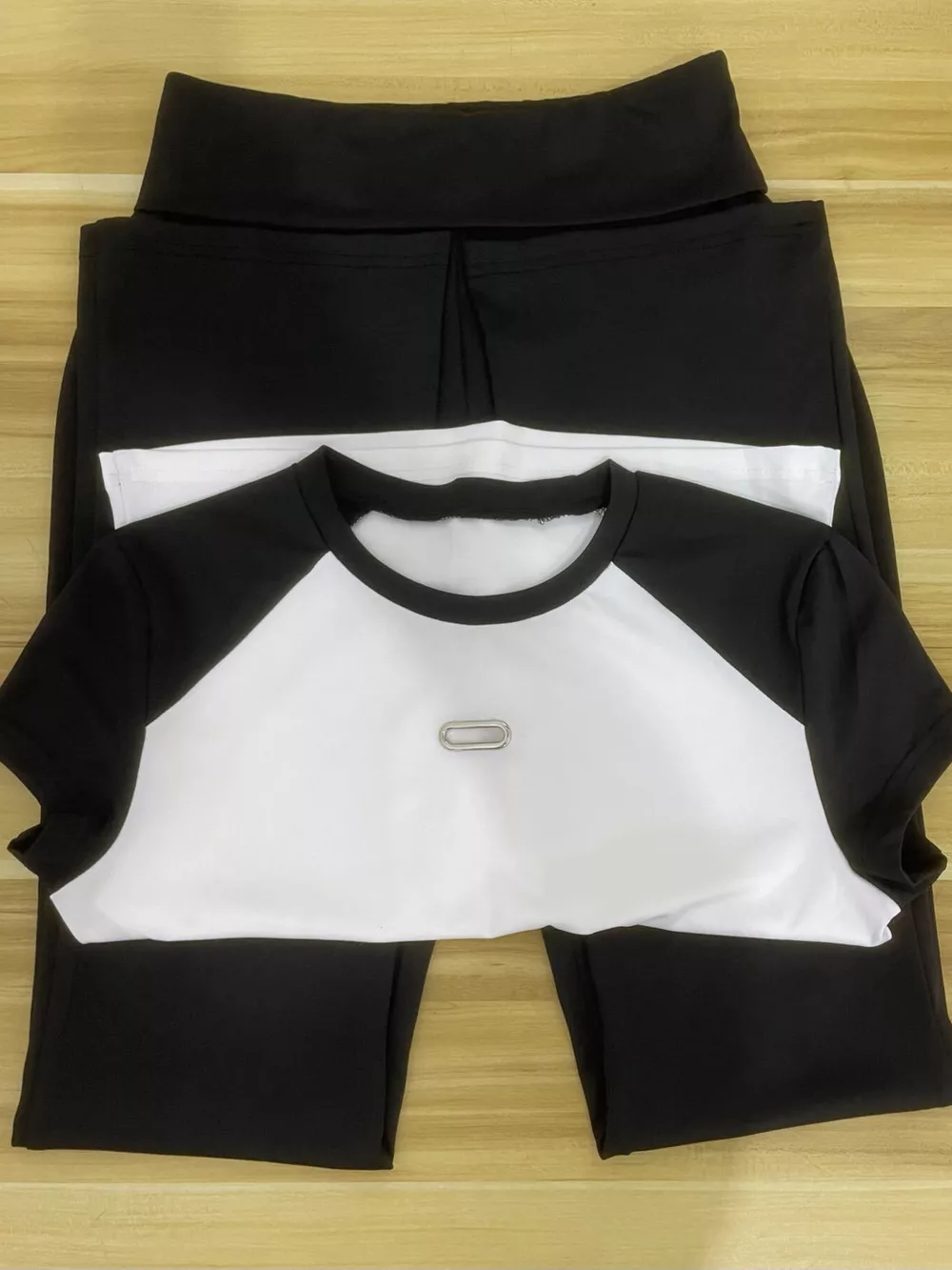 Contrast Short Sleeve Tee and Pants Set, image 6