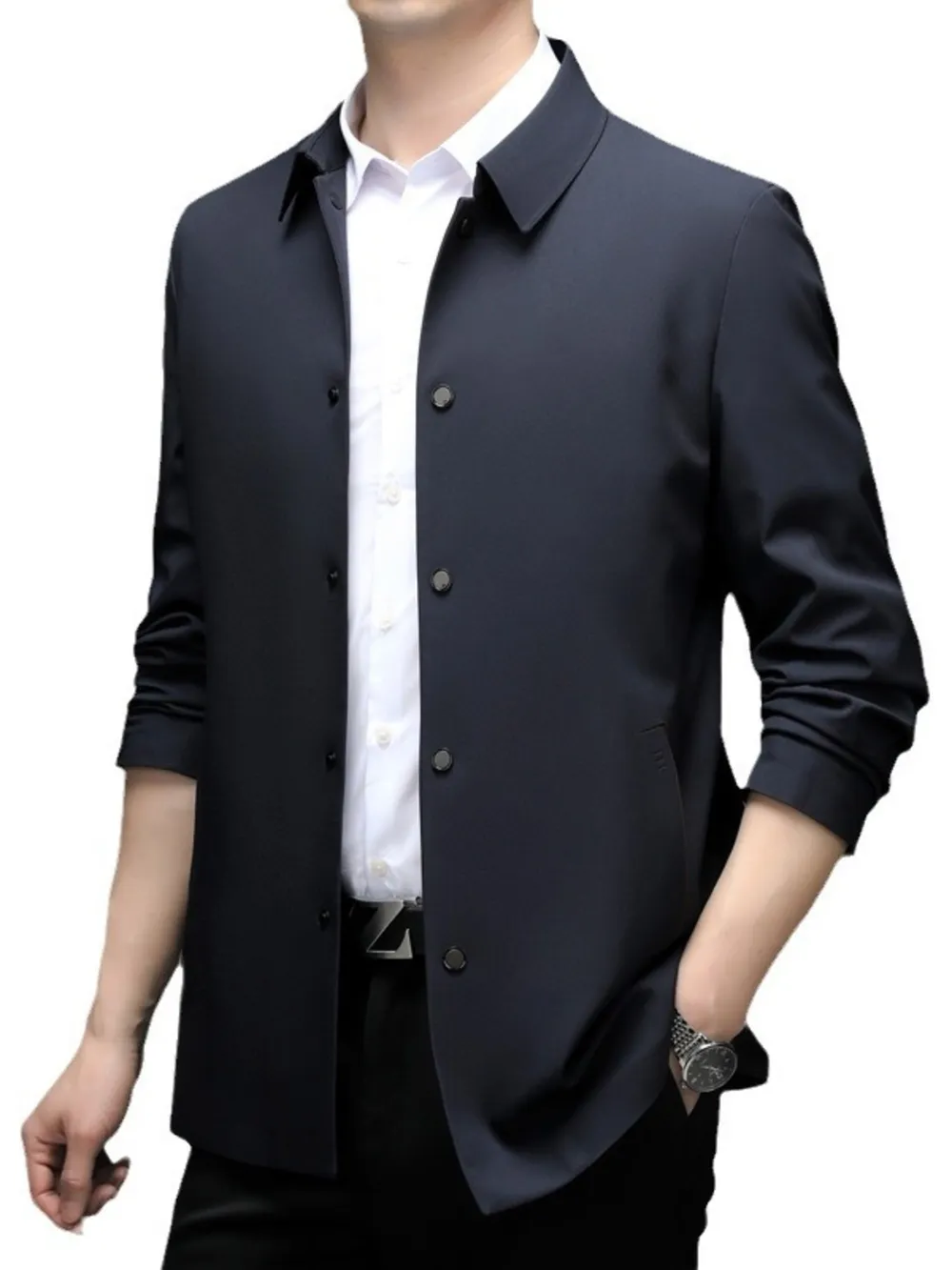 Men's Plus Size Button Up Long Sleeve Jacket, image 7