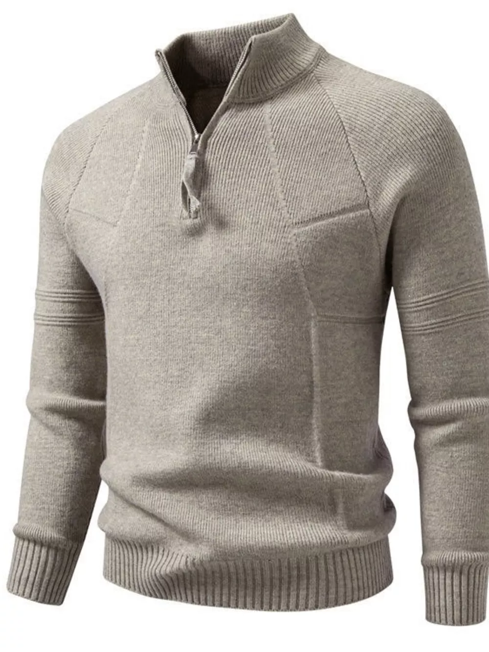 Men's Plus Size Quarter-Zip Ribbed Knit Sweater, image 5