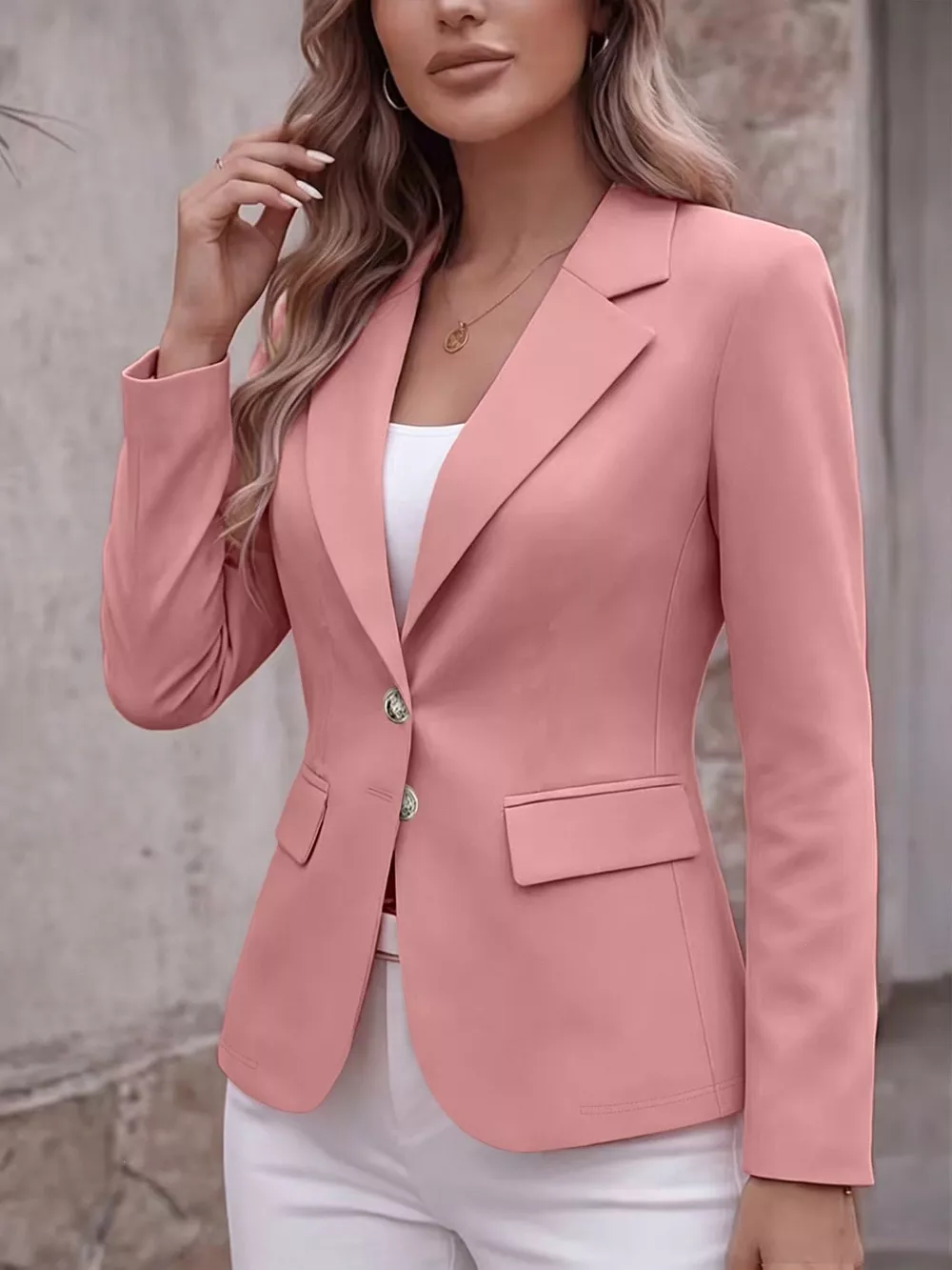 Full Size Lapel Collar Long Sleeve Blazer Plus Size, image 12