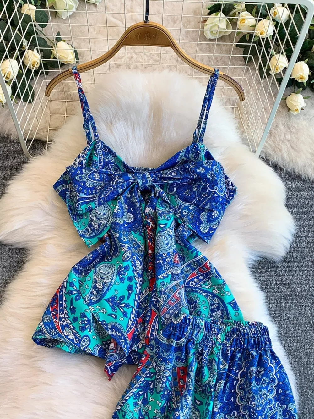 Printed Cami and Wide Leg Pants Set, image 3