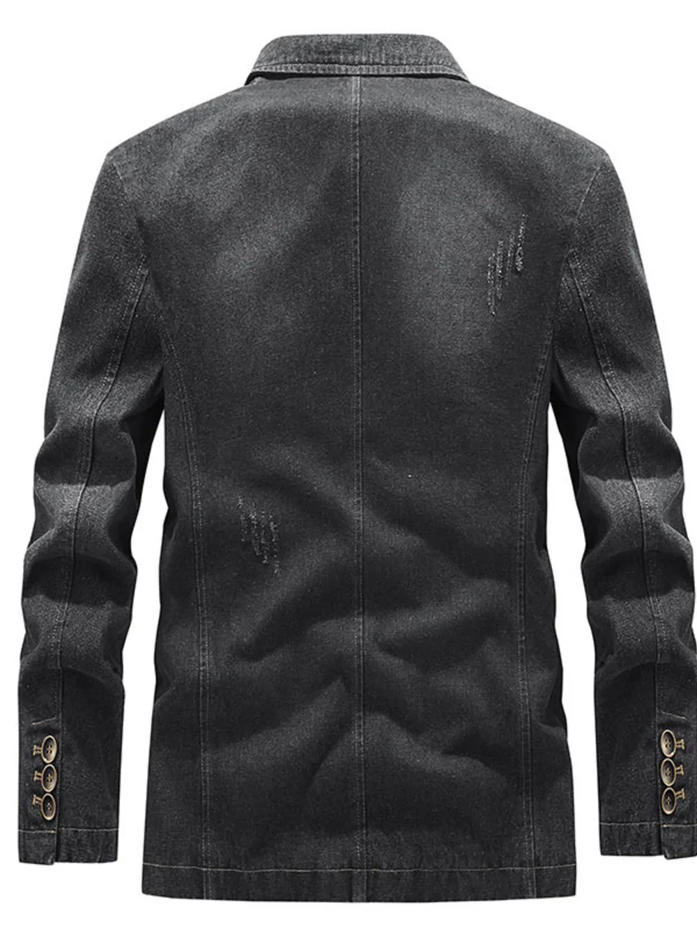 Men's Plus Size Slim Fit Long Sleeve Denim Blazer, image 3