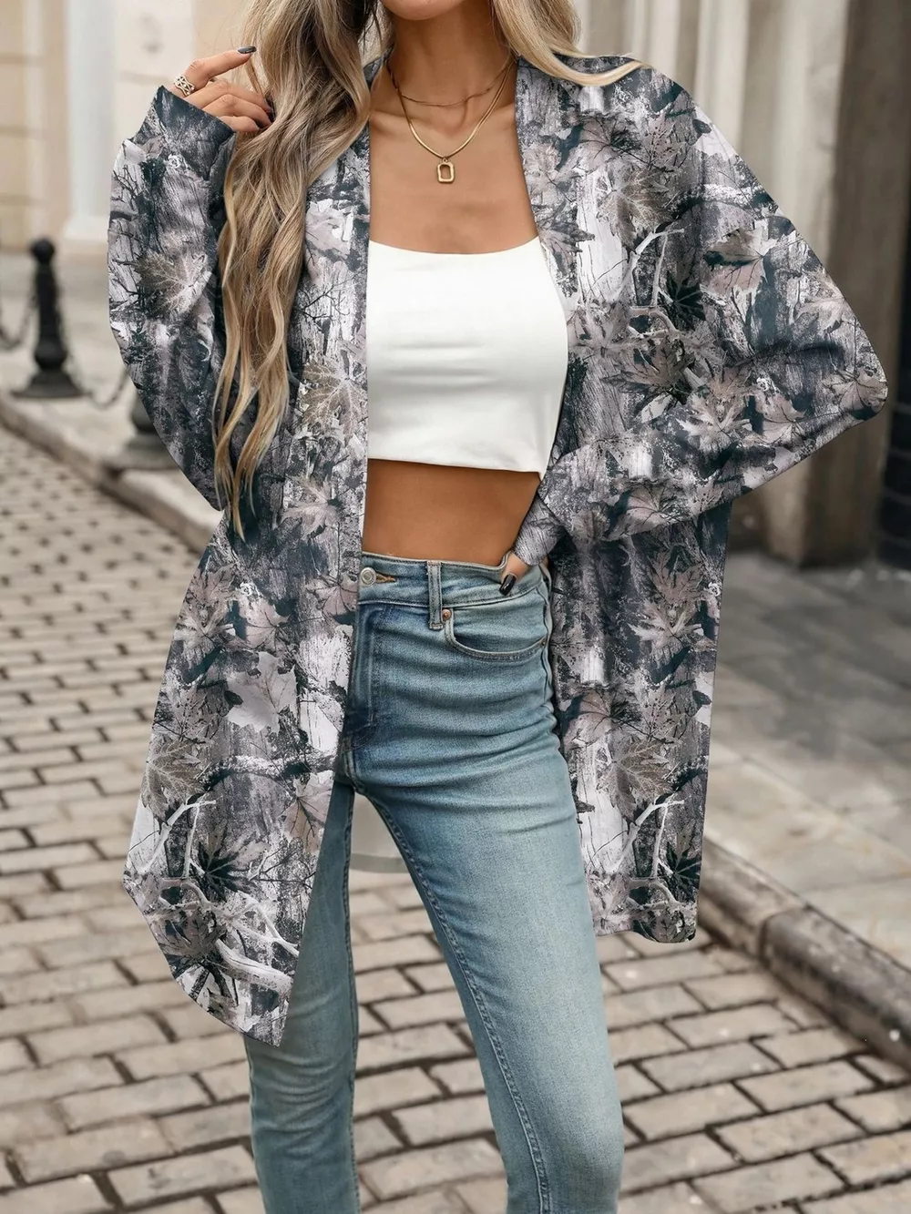 Printed Open Front Cardigan, image 13
