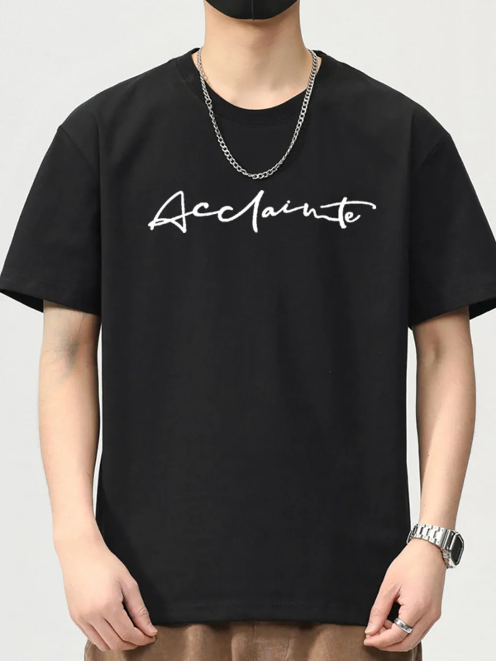 Men's Plus Size Letter Round Neck Short Sleeve T-Shirt