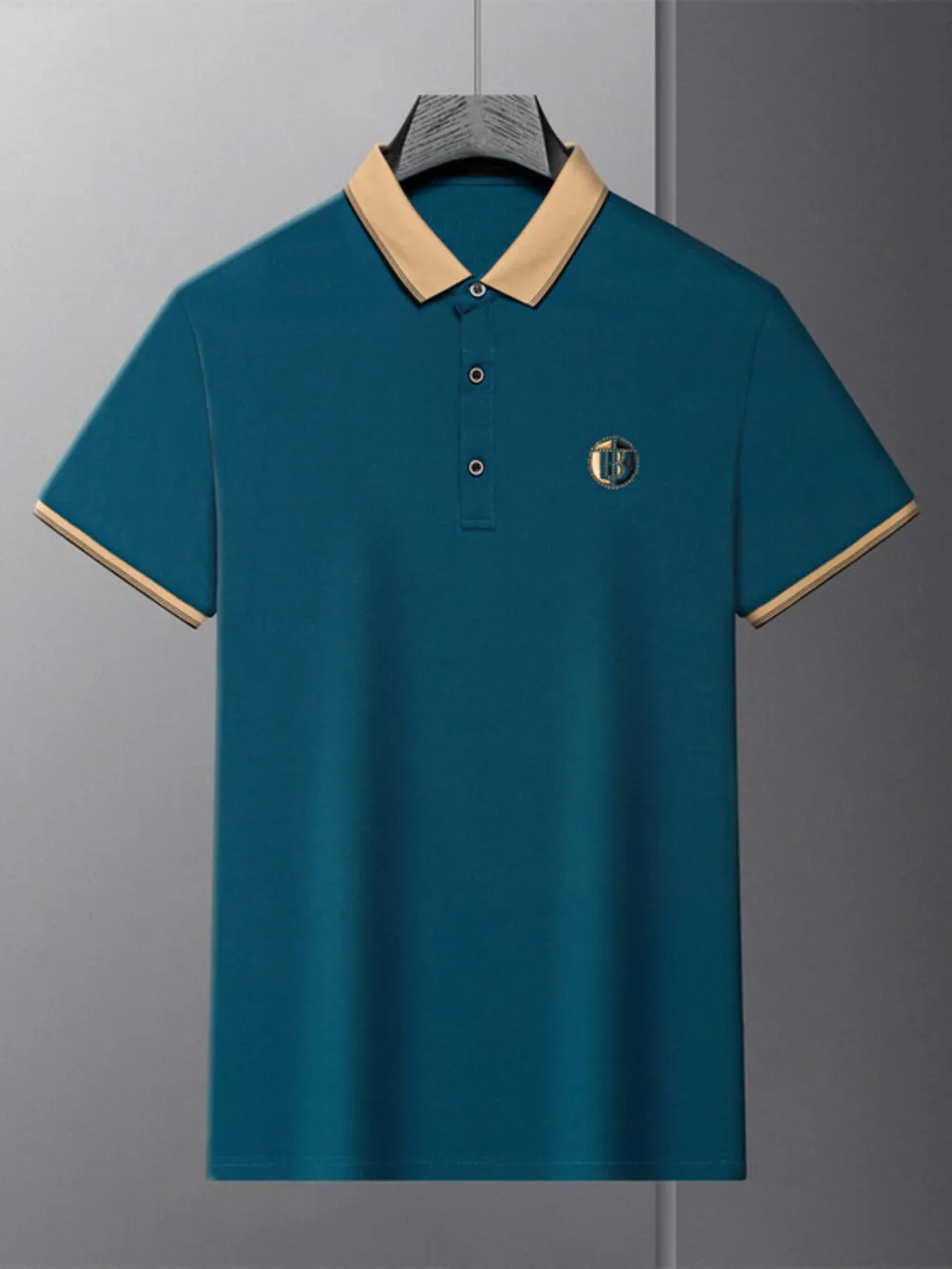 Men's Plus Size Contrast Collar Short Sleeve Polo Shirt, image 4