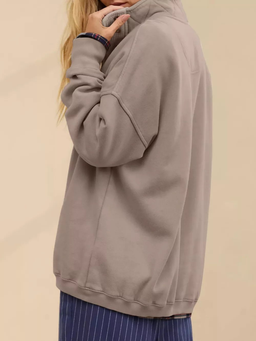 Half Snap Dropped Shoulder Sweatshirt, image 14
