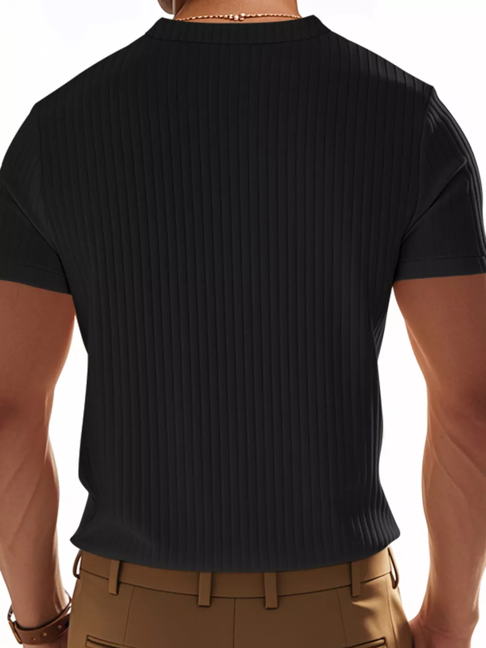 Men's Full Size Ribbed Button-Down Casual T-Shirt Plus Size, image 2