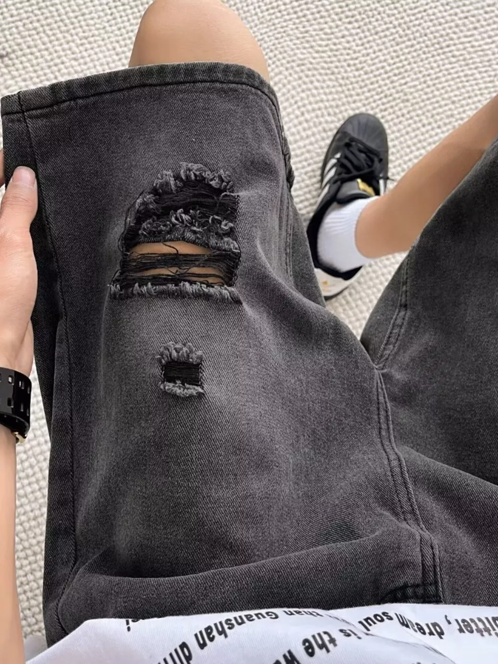 Men's Full Size Casual Loose Fit Ripped Denim Shorts Plus Size, image 6