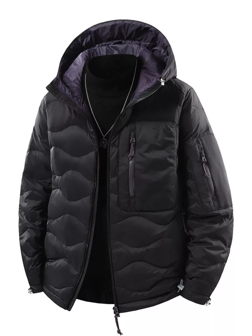 Men's Plus Size Hooded Padded Puffer Jacket, image 2
