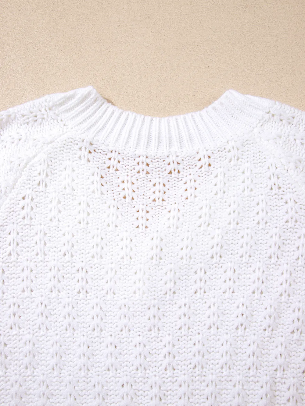 Textured Knit Ribbed Edge V Neck Loose Sweater, image 11