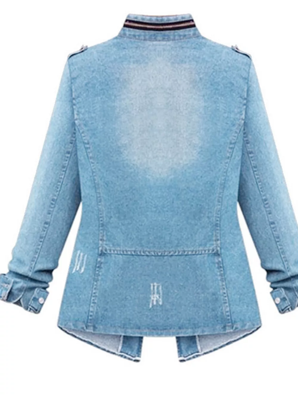 Full Size Chest Pocket Zip Up Denim Jacket Plus Size, image 4