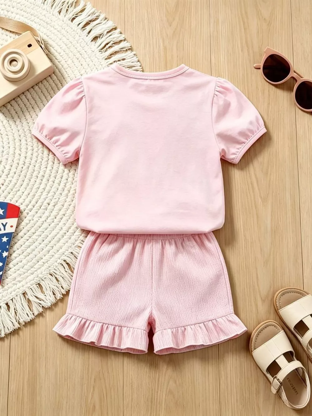 Children's Graphic Round Neck Tee and Shorts Set, image 6