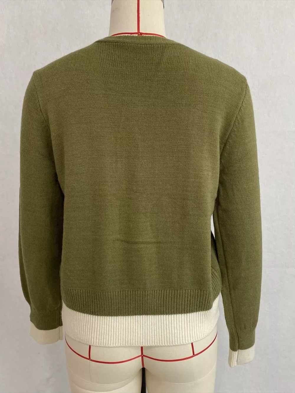 V-Neck Button-Down Contrast Layered Cardigan, image 15