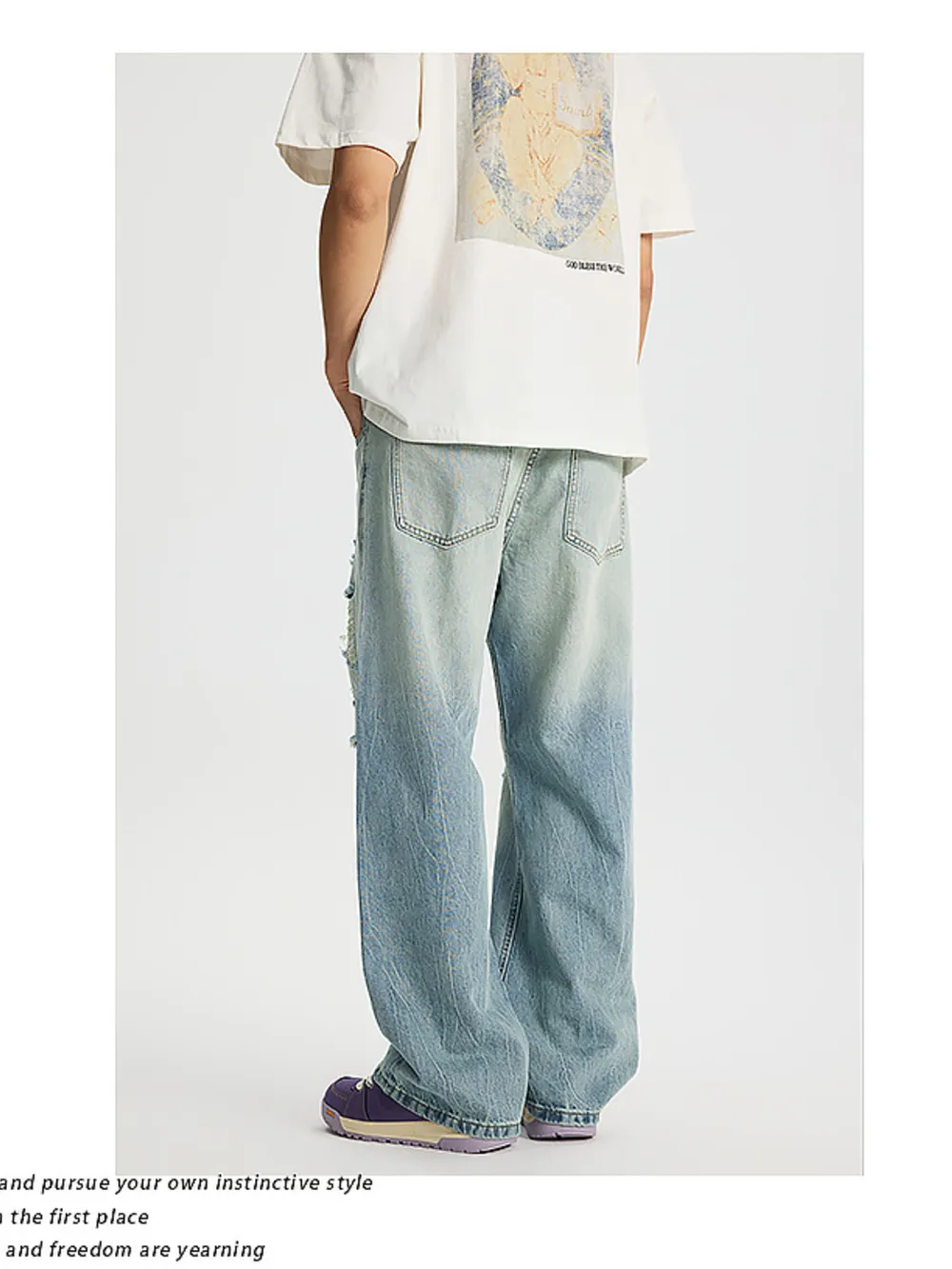 Men's Full Size Distressed Wide Leg Jeans Plus Size, image 7