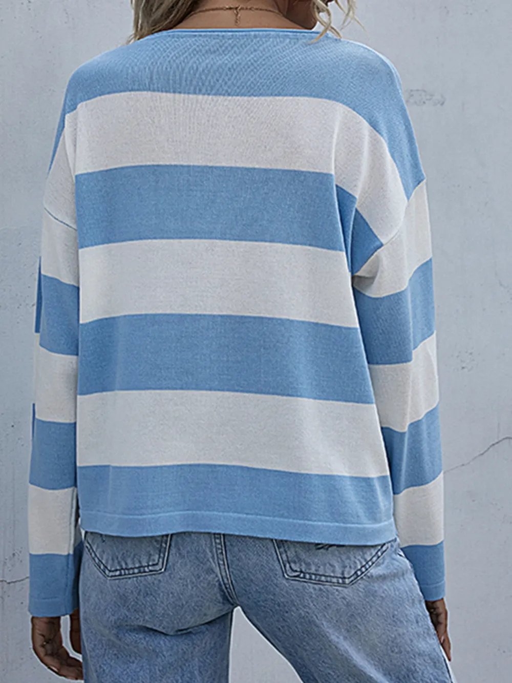 Striped Casual Long Sleeve Knit Top, image 5