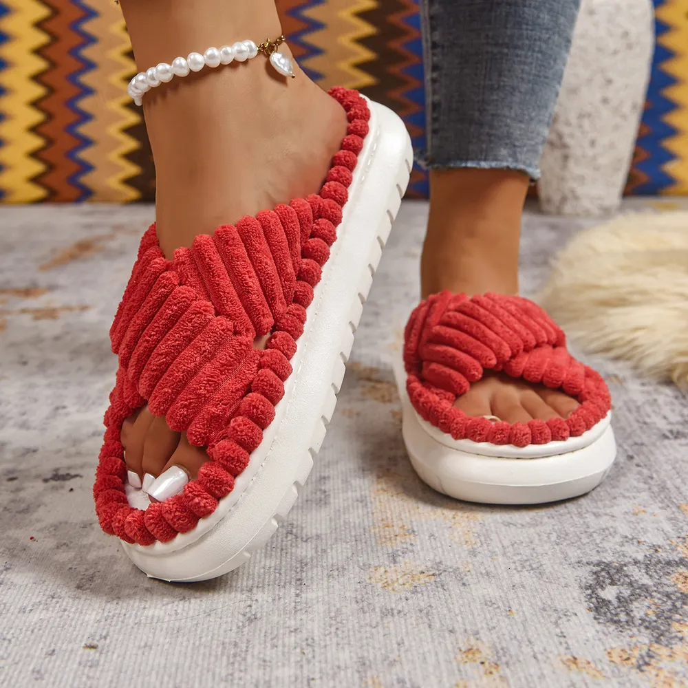Crisscross Open Toe Platform Slippers, image 30