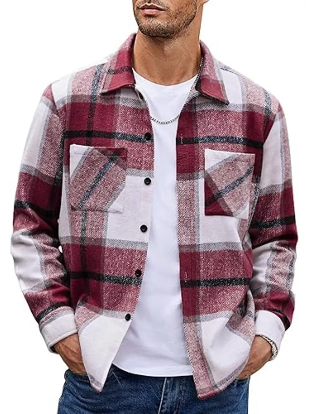 Men's Full Size Casual Plaid Button Up Shirt Plus Size, image 19