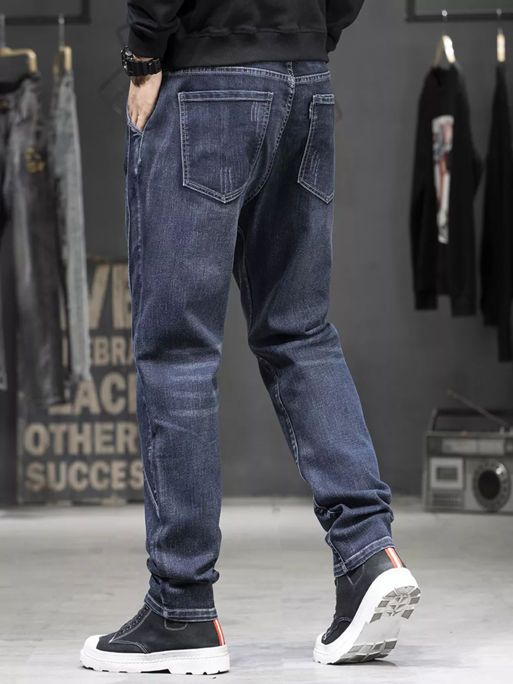 Men's Washed High-Stretch Jeans, image 4