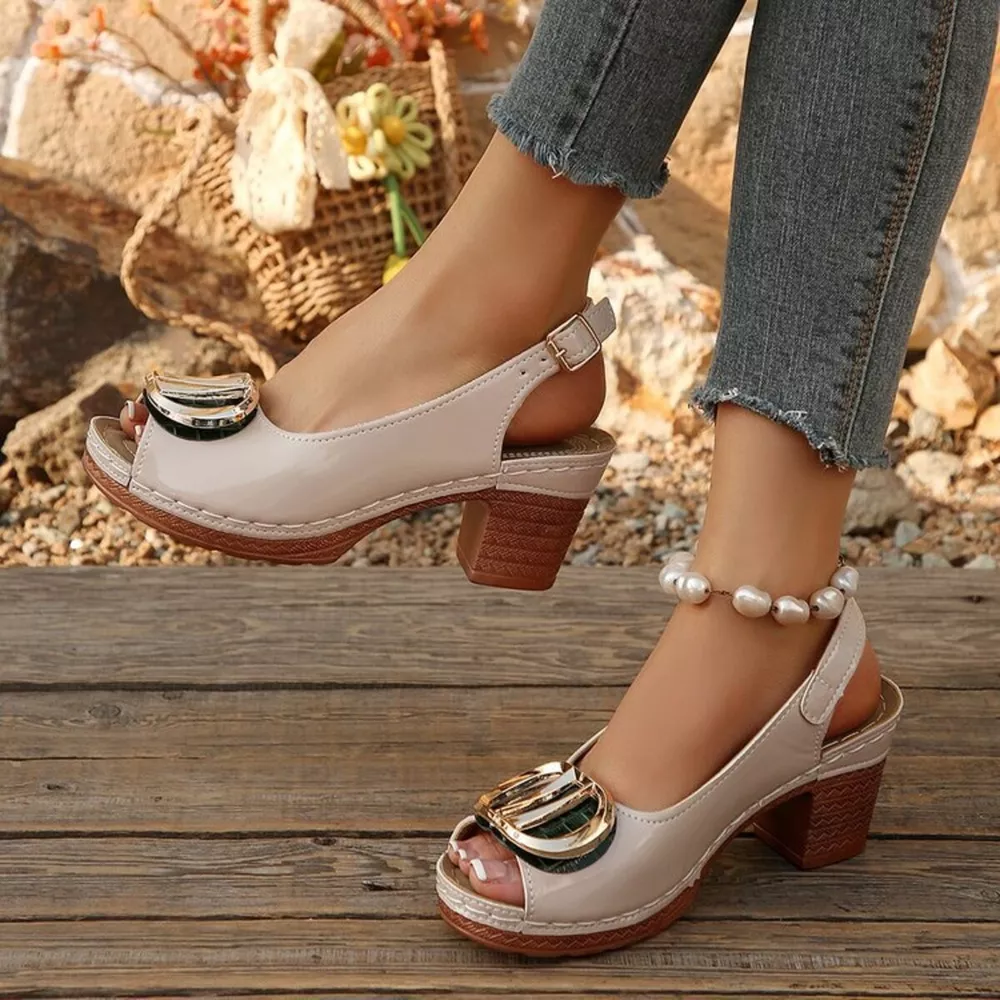 Peep Toe Block Heels Sandals, image 11