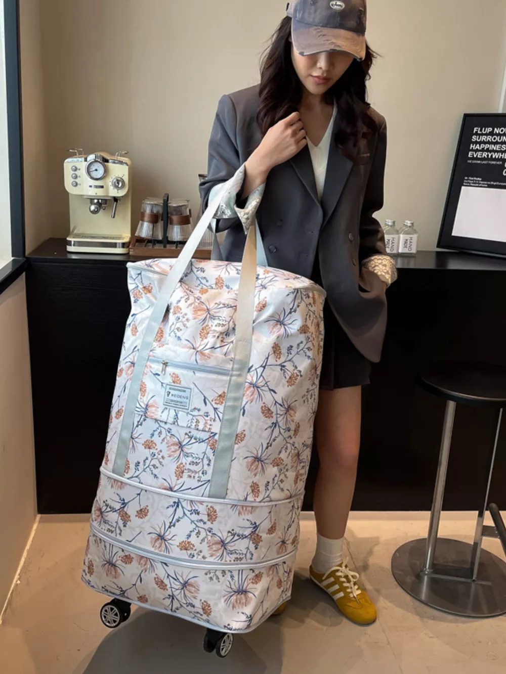 Floral Pattern Rolling Luggage Travel Bag, image 6