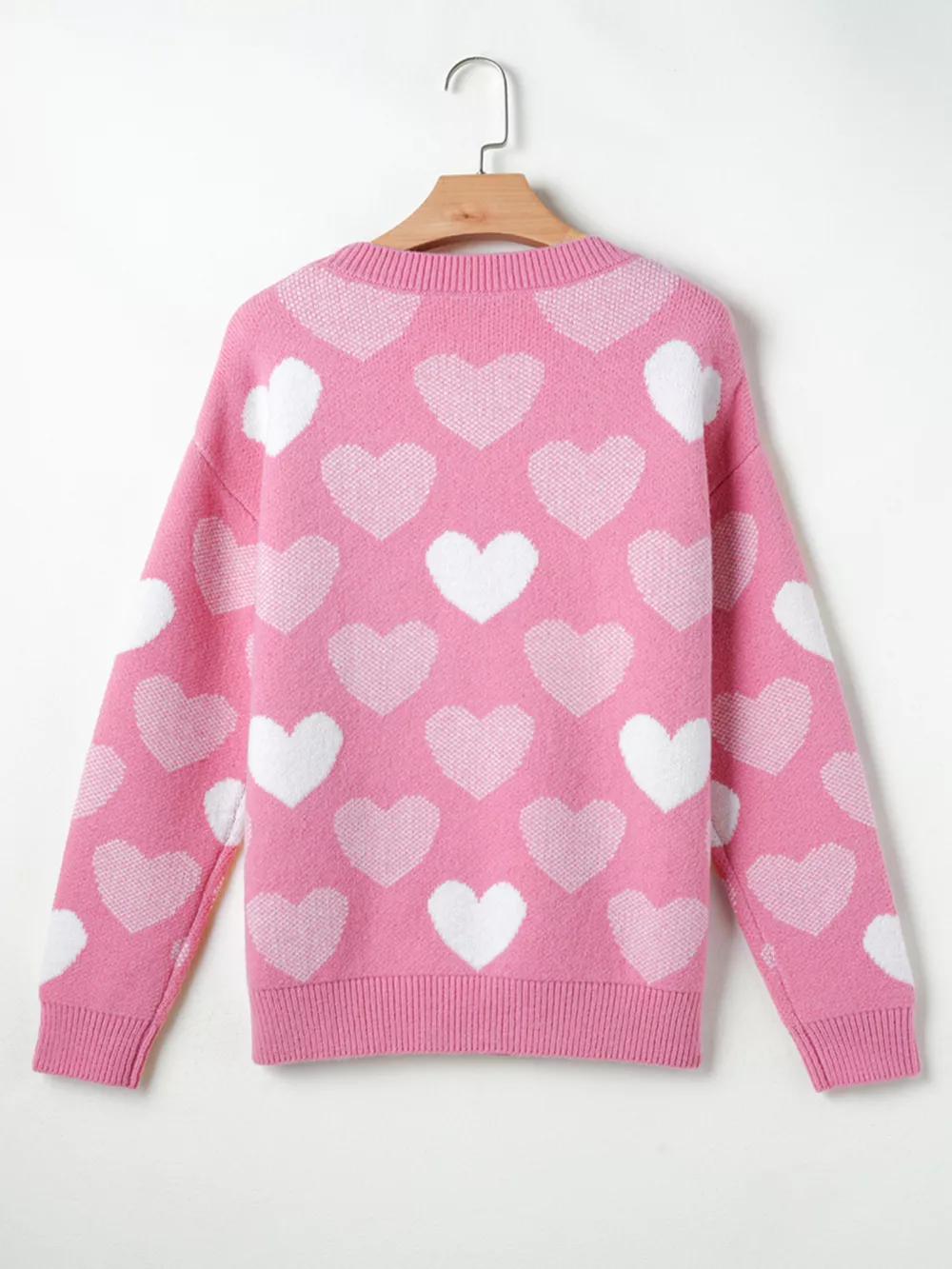 Pearled Heart Print Valentines Crew Neck Sweater, image 14