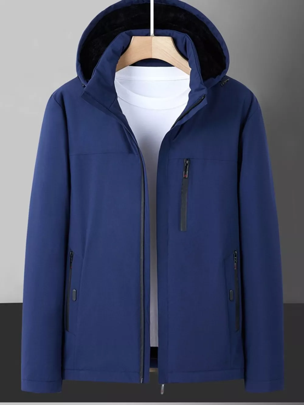 Men's Plus Size Warm Fleece Lined Hooded Winter Coat, image 6