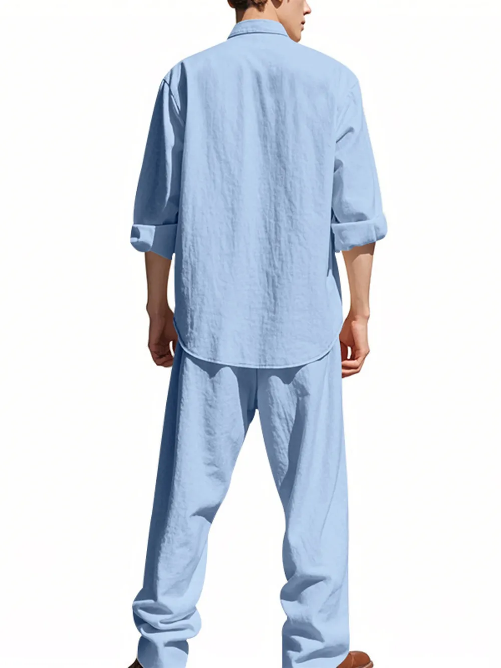 Men's Full Size Button Up Shirt and Pants Set Plus Size, image 11