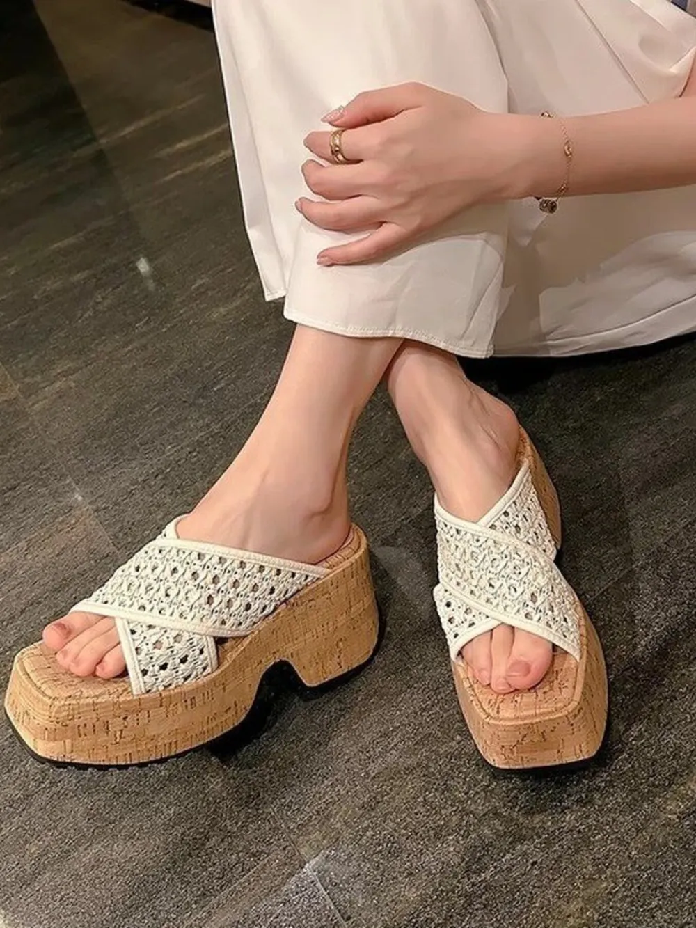 Hollow Out Mesh Platform Sandals, image 2