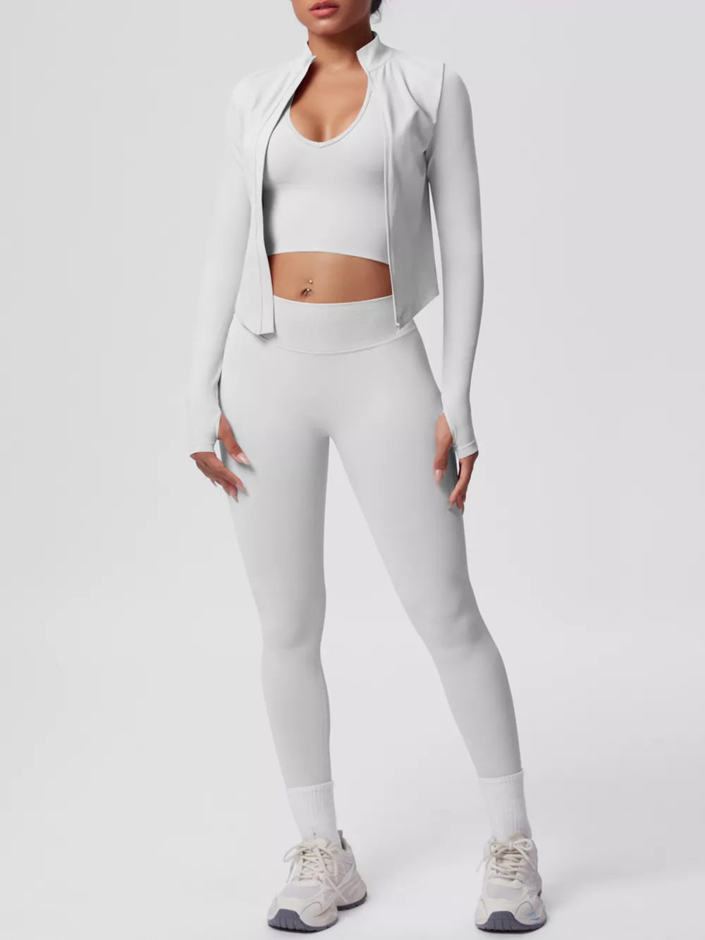 Tank & Zip-Up Jacket and Leggings Three-Piece Active Set, image 23