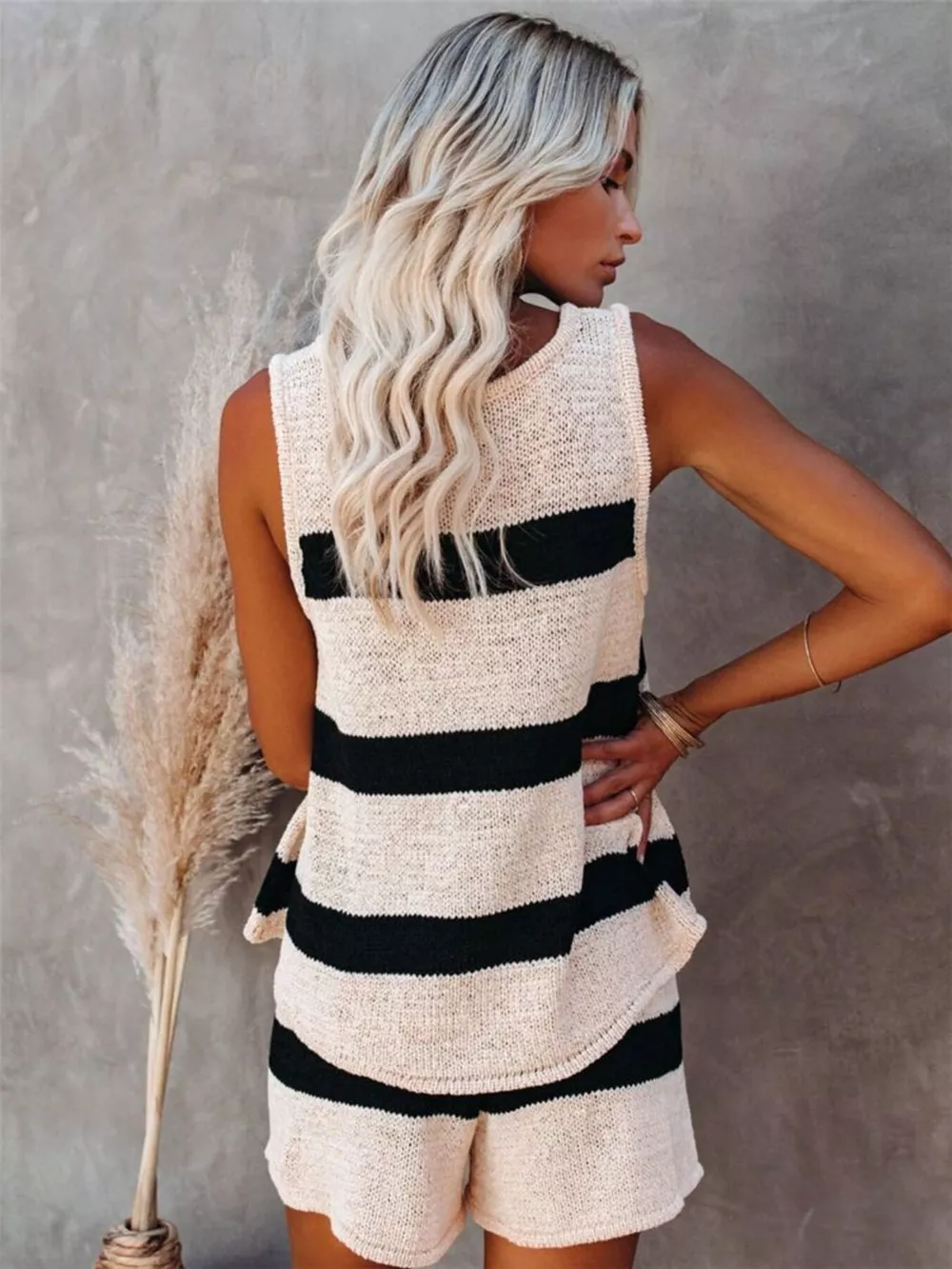Striped Knit Tank and Shorts Set, image 2