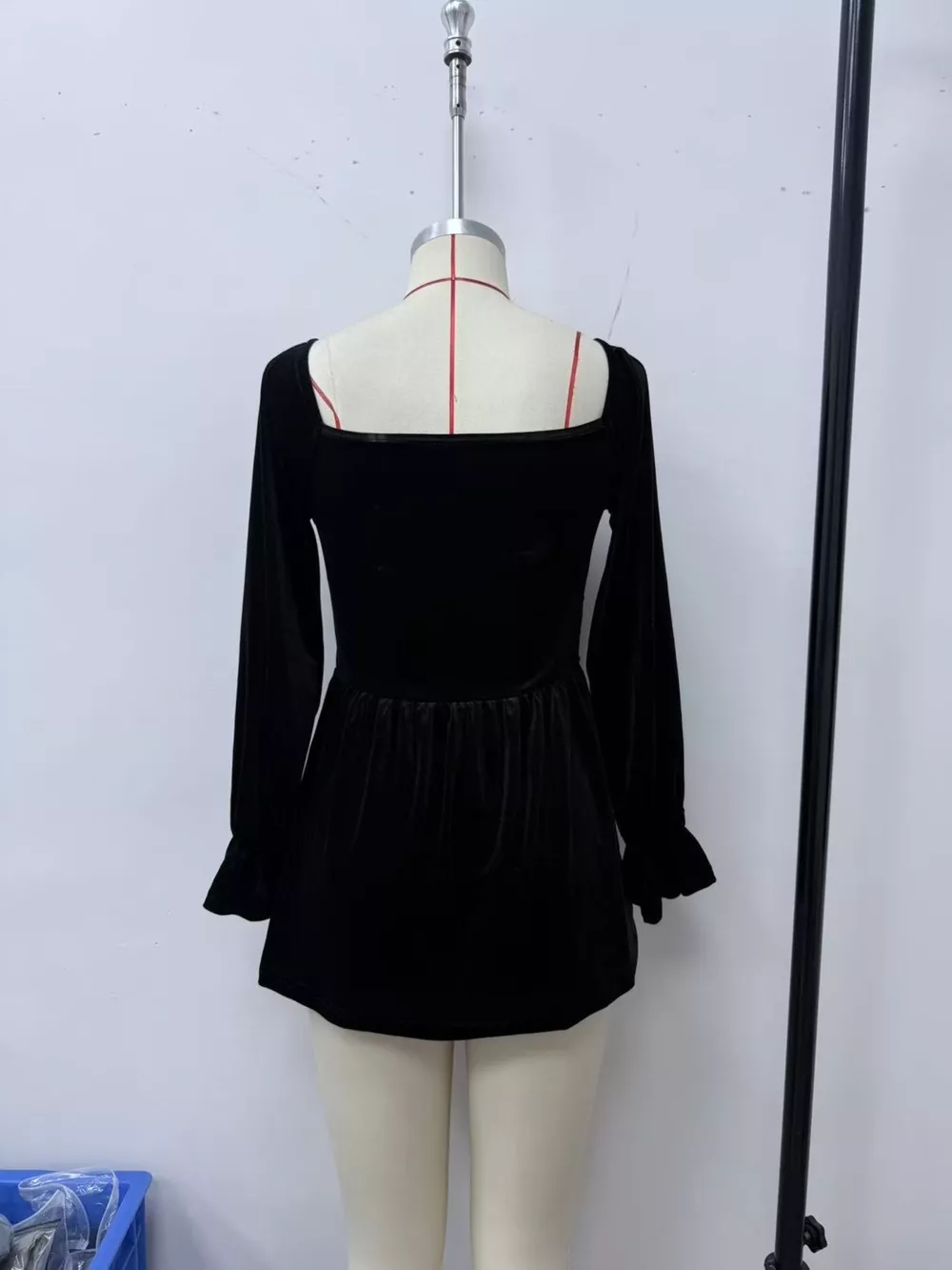 Velvet Smocked Peplum Blouse, image 9