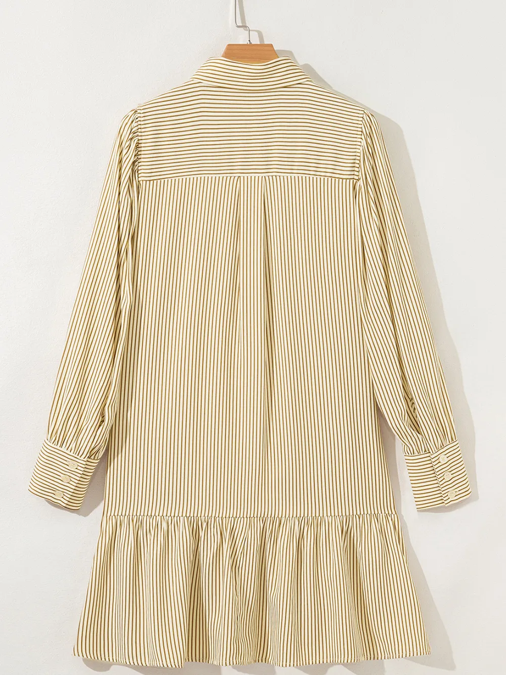 Stripe Collared Neck Cuffed Long Sleeve Drop Waist Mini Dress, image 13