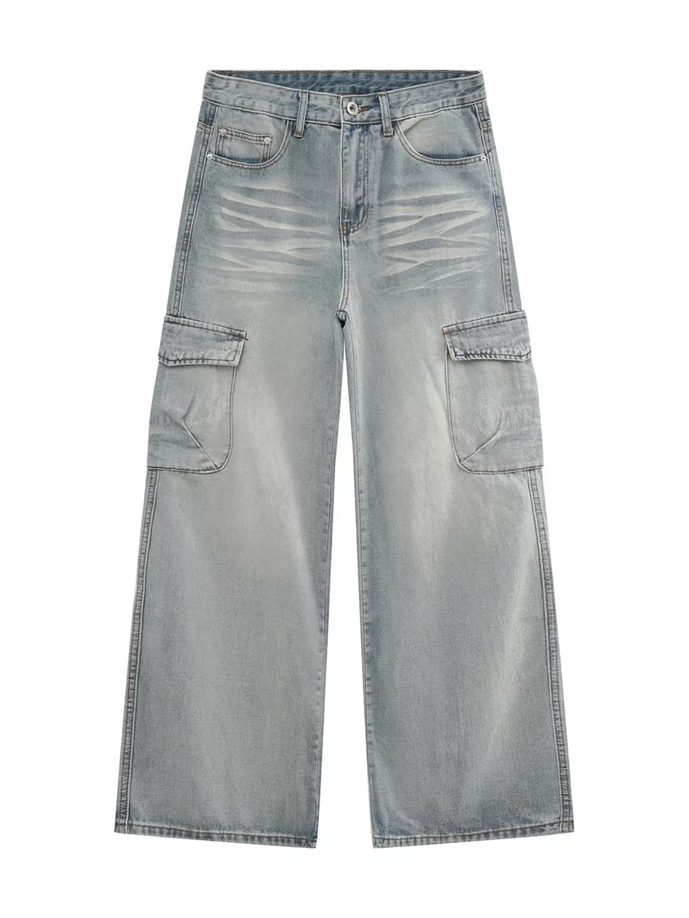 Men's Loose Fit Wash Cargo Jeans, image 4