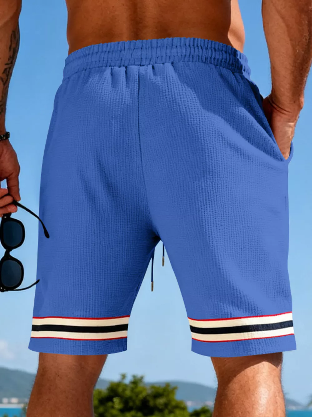Men's Full Size Textured Knit Drawstring Shorts Plus Size, image 5