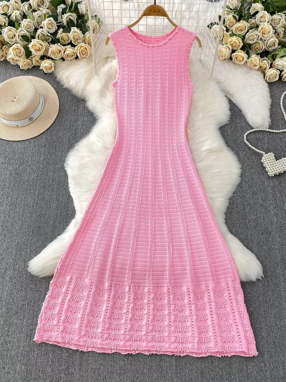 Textured Knit Sleeveless Midi Dress, image 4