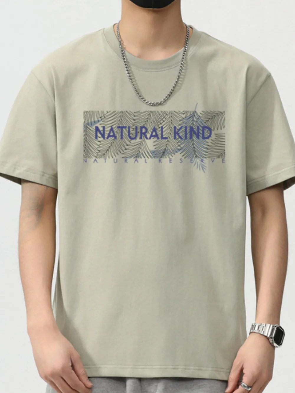 Men's Plus Size Letter Round Neck Short Sleeve T-Shirt, image 2