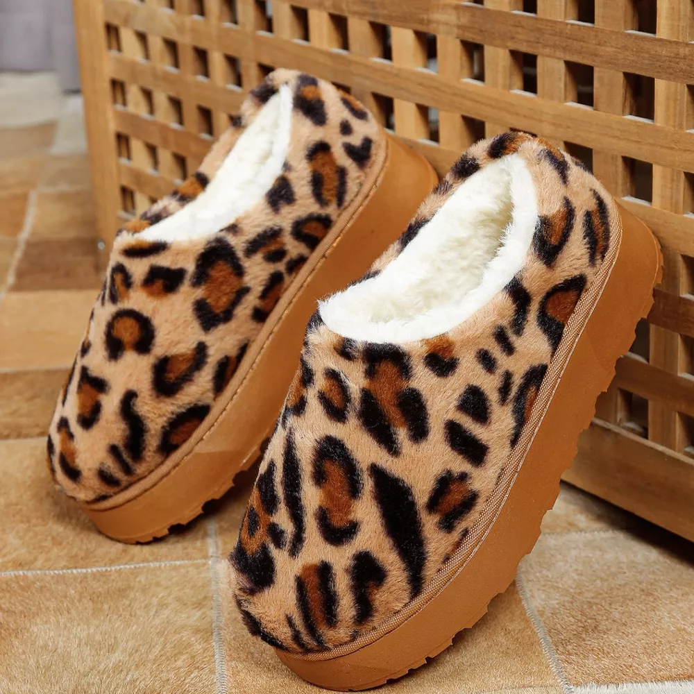 Leopard Print Faux Fur Lined Platform Boots, image 4