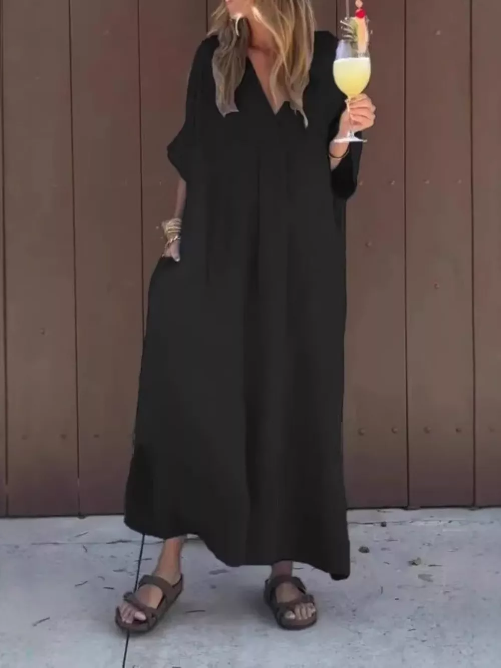 Full Size V-Neck Maxi Dress with Flowy Silhouette Plus Size, image 10