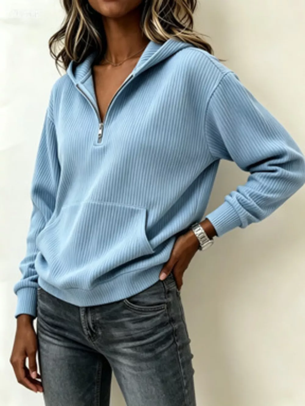 Kangaroo Pocket Half-Zip Hoodie, image 3