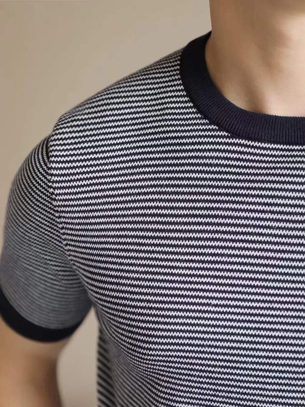 Men's Full Size Classic Striped Contrast Trim T-Shirt Plus Size, image 5